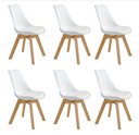 Ver imagem 1 de Kit 6 Cadeiras Saarinen Polipropileno Brancas Sala de Jantar Base Wood