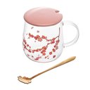 Ver imagem 1 de Caneca de Vidro Borossilicato com Tampa e Colher Sakura Rosa