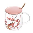 Ver imagem 2 de Caneca de Vidro Borossilicato com Tampa e Colher Sakura Rosa