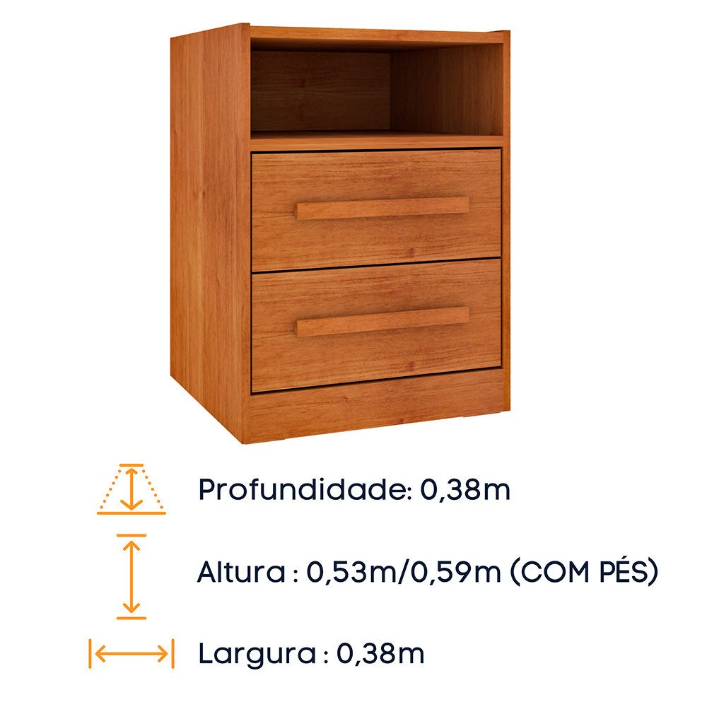 Mesa de Cabeceira 2 Gavetas com Nicho Barcelona Tcil Tcil Móveis - 3