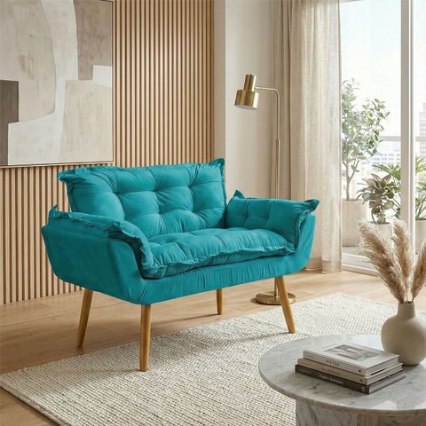 Namoradeira Decorativa Confortável para Sala Recepção Consultório Manicure Alice Suede