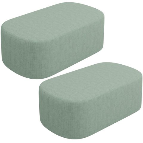Kit 02 Puffsdecorativo Orgânico para Living Quarto 100cm Doha W01 Linho Verde Menta - Lyam Decor