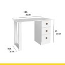 Ver imagem 3 de Mesa Escrivaninha para Home Office 110 X 77 Cm 3 Gavetas Mdp Branco - Clicklar