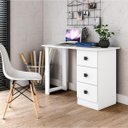 Ver imagem 1 de Mesa Escrivaninha para Home Office 110 X 77 Cm 3 Gavetas Mdp Branco - Clicklar