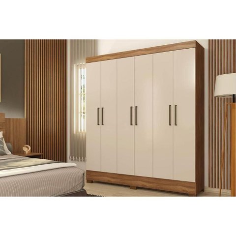 Guarda Roupa Casal 6 Portas e 2 Gavetas Verso Amendola-off White - Demóbile