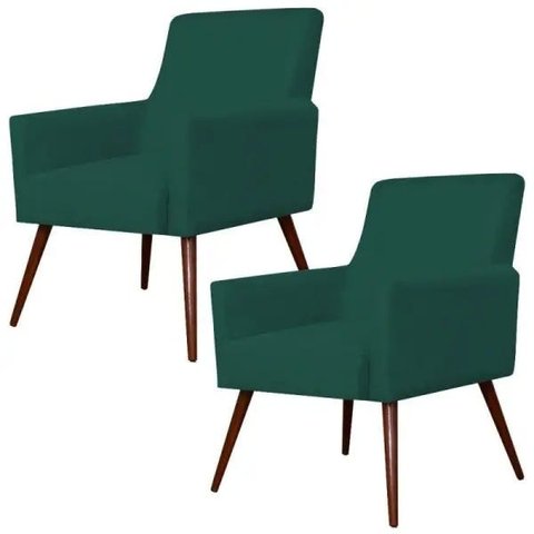 Kit 2 Poltronas Decorativas para e Recepção Maria Pés Palito Verde Musgo - Lyam Decor