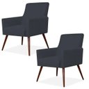 Ver imagem 1 de Kit 2 Poltronas Decorativas para e Recepção Maria Pés Palito Suede Preto - Lyam Decor
