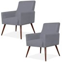 Ver imagem 1 de Kit 2 Poltronas Decorativas para e Recepção Maria Pés Palito Suede Cinza - Lyam Decor