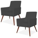 Ver imagem 1 de Kit 2 Poltronas Decorativas para e Recepção Maria Pés Palito Corino Preto - Lyam Deco