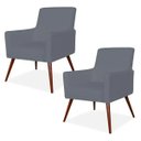 Ver imagem 1 de Kit 2 Poltronas Decorativas para e Recepção Maria Pés Palito Corino Cinza - Lyam Deco