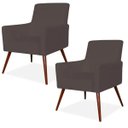 Ver imagem 1 de Kit 2 Poltronas Decorativas para e Recepção Maria Pés Palito Corino Marrom - Lyam Dec