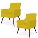 Ver imagem 1 de Kit 2 Poltronas Decorativas para e Recepção Maria Pés Palito Corino Amarelo - Lyam de