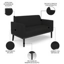 Ver imagem 4 de Sofá Namoradeira e 2 Poltronas Base Madeira Preto Maressa Linho Preto - Ibiza