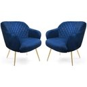 Ver imagem 1 de Kit 2 Poltronas Jade Pés Palito Gold Veludo Azul - Casaepoltrona