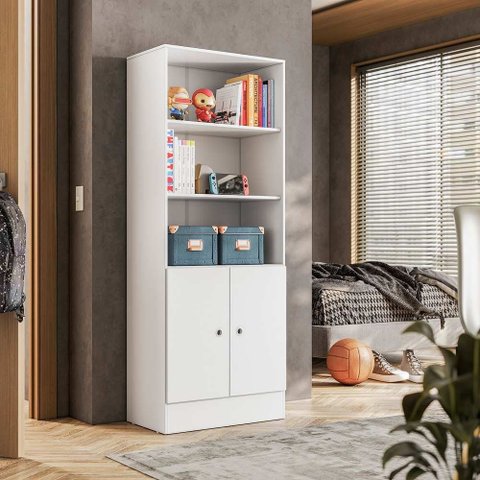 Armário Organizador Gamer 2 Portas Qmovi Branco