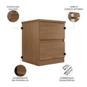 Ver imagem 3 de Mesa Cabeceira Quarto 47cm 2 Gavetas Zari Jatobá S01 - Mpozenato