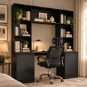 Ver imagem 1 de Conjunto Escritório com Mesa Estante 2 Portas e Cadeira Giratória Multimóveis MCR6114 Preto