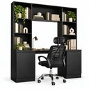 Ver imagem 2 de Conjunto Escritório com Mesa Estante 2 Portas e Cadeira Giratória Multimóveis MCR6114 Preto
