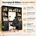 Ver imagem 3 de Conjunto Escritório com Mesa Estante 2 Portas e Cadeira Giratória Multimóveis MCR6114 Preto