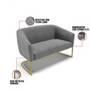 Ver imagem 2 de Sofá Namoradeira 2 Lugares Base Industrial Dourado Stella Linho D03 - D'Rossi Cor A26 Grafite