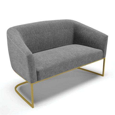 Sofá Namoradeira 2 Lugares Base Industrial Dourado Stella Linho D03 - D'Rossi Cor A26 Grafite