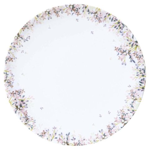 Jogo 12 Pratos Rasos de Jantar em Porcelana 25cm Tramontina Fogli Mesa Posta Restaurante Buffet