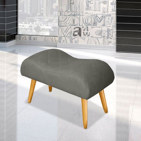 Banqueta Decorativa Josi Suede Cinza - MV Estofados Shop