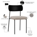 Ver imagem 4 de Kit 02 Cadeiras Estofadas para Sala de Jantar Melina L02 Couríssimo Preto Linho Bege - Lyam Decor