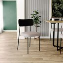 Ver imagem 2 de Kit 02 Cadeiras Estofadas para Sala de Jantar Melina L02 Couríssimo Preto Linho Bege - Lyam Decor