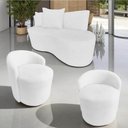 Ver imagem 1 de Kit Namoradeira + 2 Poltronas Yara Orgânica Couro Branco