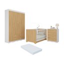 Ver imagem 1 de Quarto de Bebê Completo Berço Americano 3 em 1 Colchão Realeza Multimóveis Mp4603 Branco/