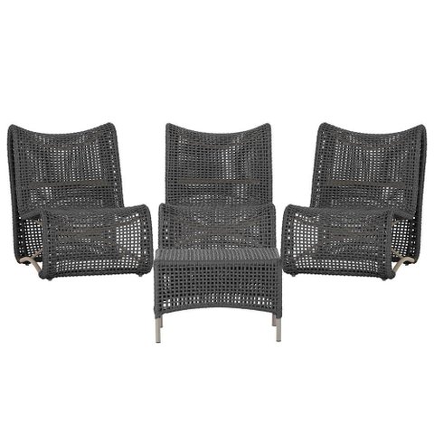 3 Poltronas e Mesa Texas em Alumínio Pintura Fendi Corda Náutica Trama Original