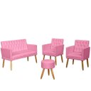 Ver imagem 1 de 1 Namoradeira 2 Poltronas Decorativa Mais Puff Resistente para Recepção Confortável Sala de Espera