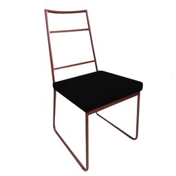 Kit 04 Cadeiras Sala de Jantar Escritório Office Stark Industrial Ferro Bronze Suede Preto - Amey De - 2