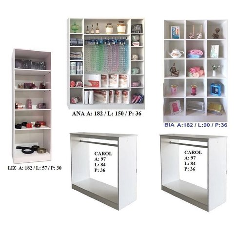 Expositor Colméia Cabideiro Nichos = 5 Peças = Loja Roupas