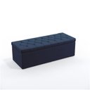 Ver imagem 3 de Kit Cabeceira Estofada Decorativa Pegasus e Calçadeira Sagitarius 140 Para Cama de Casal Sued Azul M