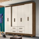 Ver imagem 1 de Roupeiro San Lorenzo Plus 8 Portas e 4 Gavetas Castanho Wood/baunilha