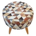 Ver imagem 2 de Puff decorativo redondo com pés palito-Triangûlo bege