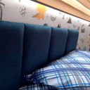 Ver imagem 4 de Cabeceira Veludo Azul Modular 60x20 P/ Cama King 10 Peças