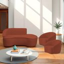 Ver imagem 1 de Kit Divã Recamier Orgânico Marrocos 200cm Lado Direito e 2 Poltronas Amore Bouclé Terracota
