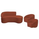 Ver imagem 2 de Kit Divã Recamier Orgânico Marrocos 200cm Lado Direito e 2 Poltronas Amore Bouclé Terracota