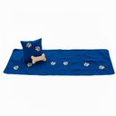 Ver imagem 4 de Kit 4 Pçs Peseira Cama Casal King Impermeável e Almofada Cheia para Pet: Azul