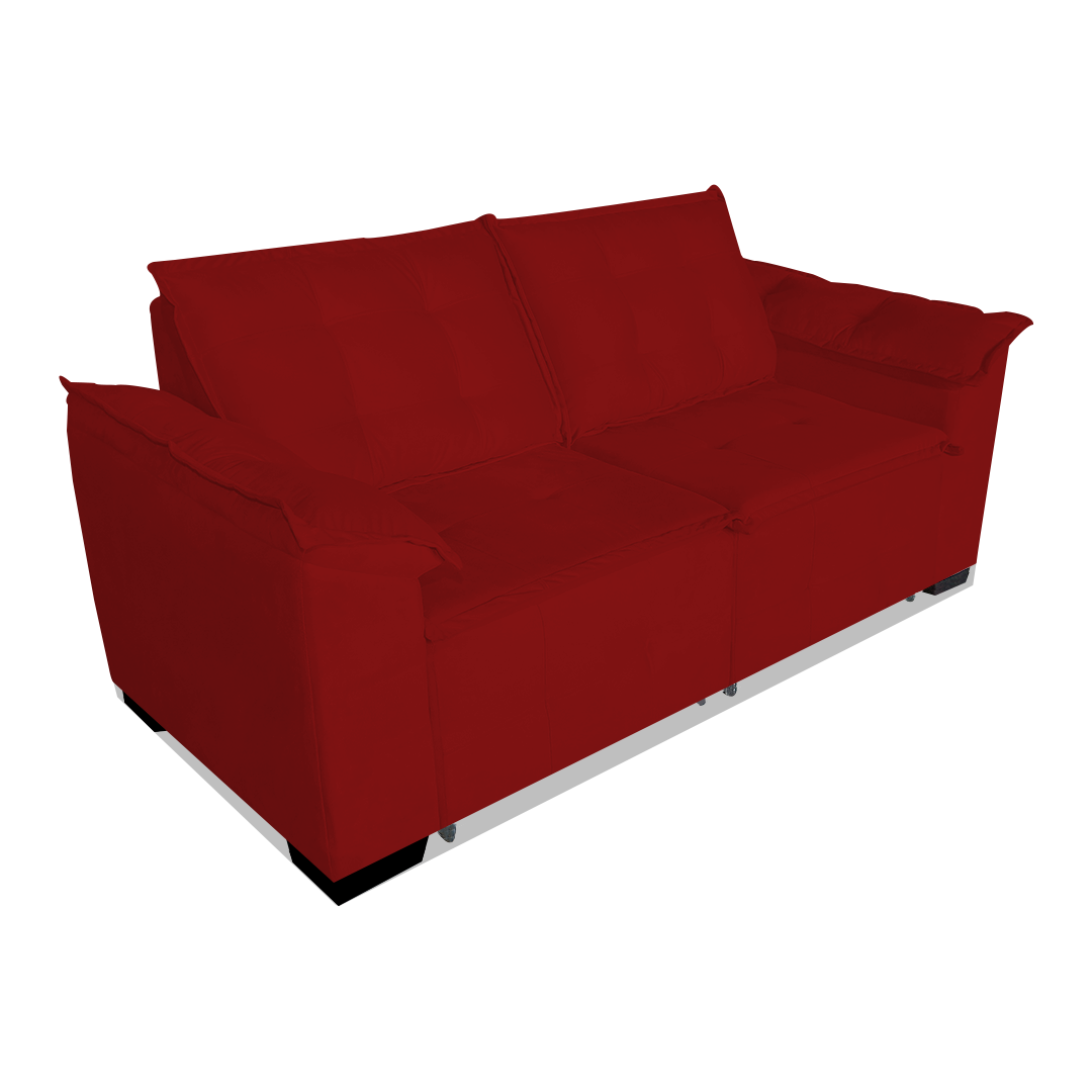 Sofá 2 Metros Kiev Retrátil 2 lugares Corino Vermelho MadeiraMadeira