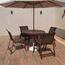 Ver imagem 1 de Conjunto Lótus Piscina com Mesa, 4 Poltronas e Ombrelone com Base - Nossakasa