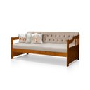 Ver imagem 1 de Sofá Cama Dublin Mona Estofado Capitonê Veludo Bege Madeira Maciça Vintage Retrô Reforçada Castanho