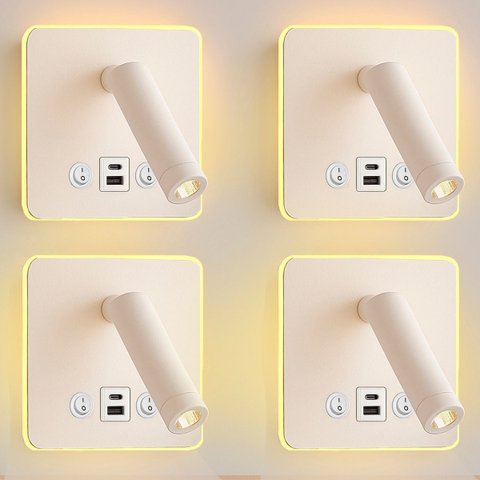 4 Arandela Direcionável Led Leitura Sala C/usb e Usb C Bet98