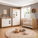 Ver imagem 1 de Quarto de Bebê Completo 100% MDF Linha Lua Marrom/Branco Amadeirado