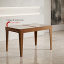 Ver imagem 1 de Mesa de Jantar Extensível 4 a 6 Lugares Mel Impressão Off White Pés Madeira Maciça