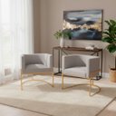 Ver imagem 1 de Kit 2 Poltronas Decorativas Luna Estofada Base Metálica Suede: Suede Cinza Claro