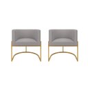 Ver imagem 2 de Kit 2 Poltronas Decorativas Luna Estofada Base Metálica Suede: Suede Cinza Claro